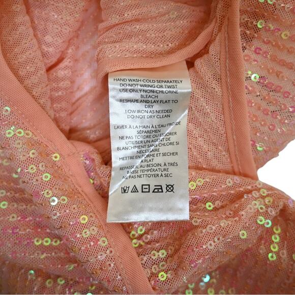 Free People Womens S Unapologetic Sequin Long Sleeve Top in Peach NEW - Picture 11 of 13